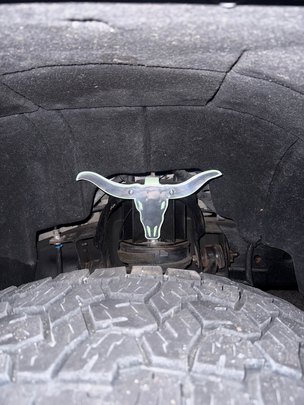 Long horn cow skull strut and coil plates