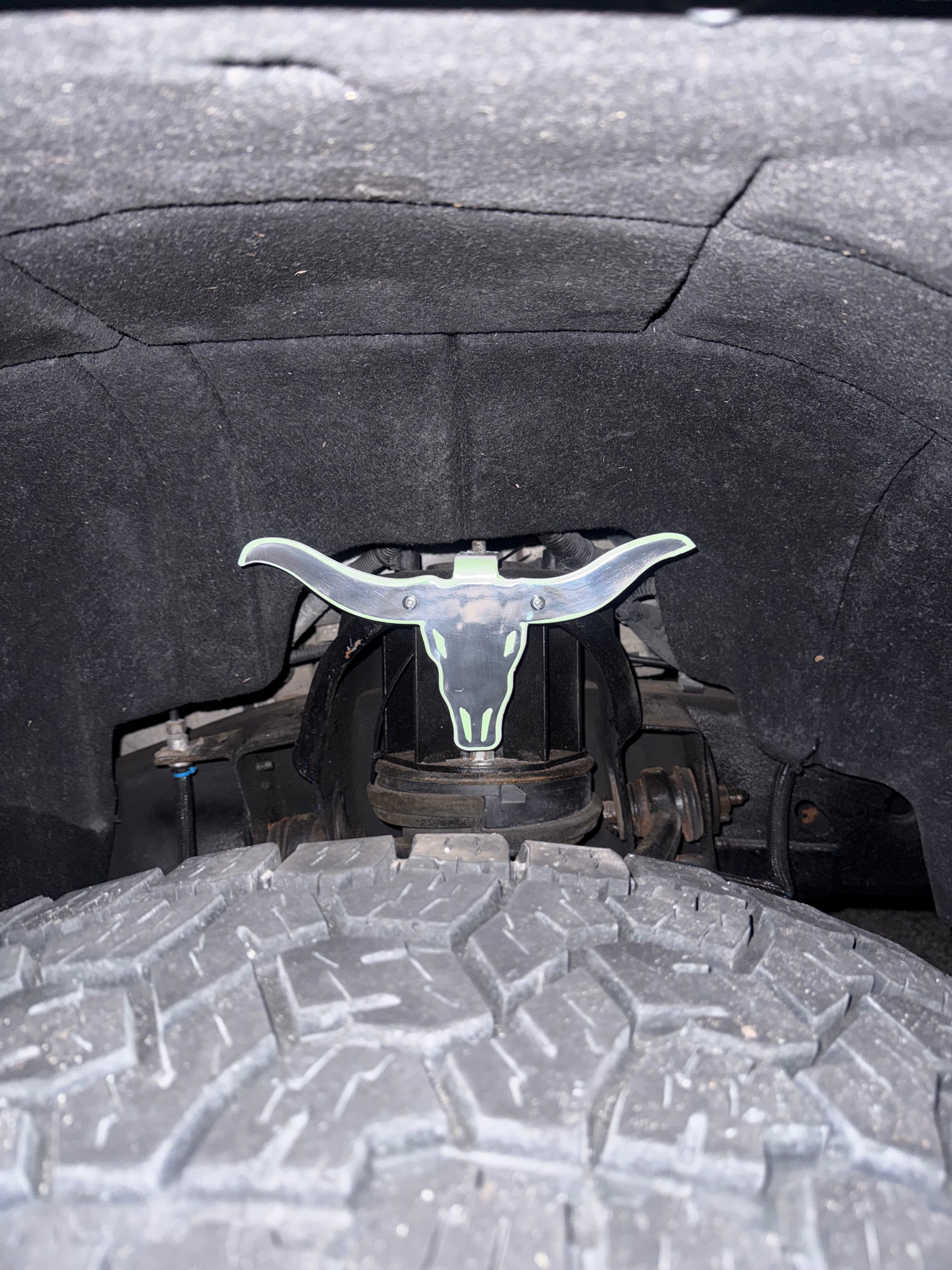 Long horn cow skull strut and coil plates